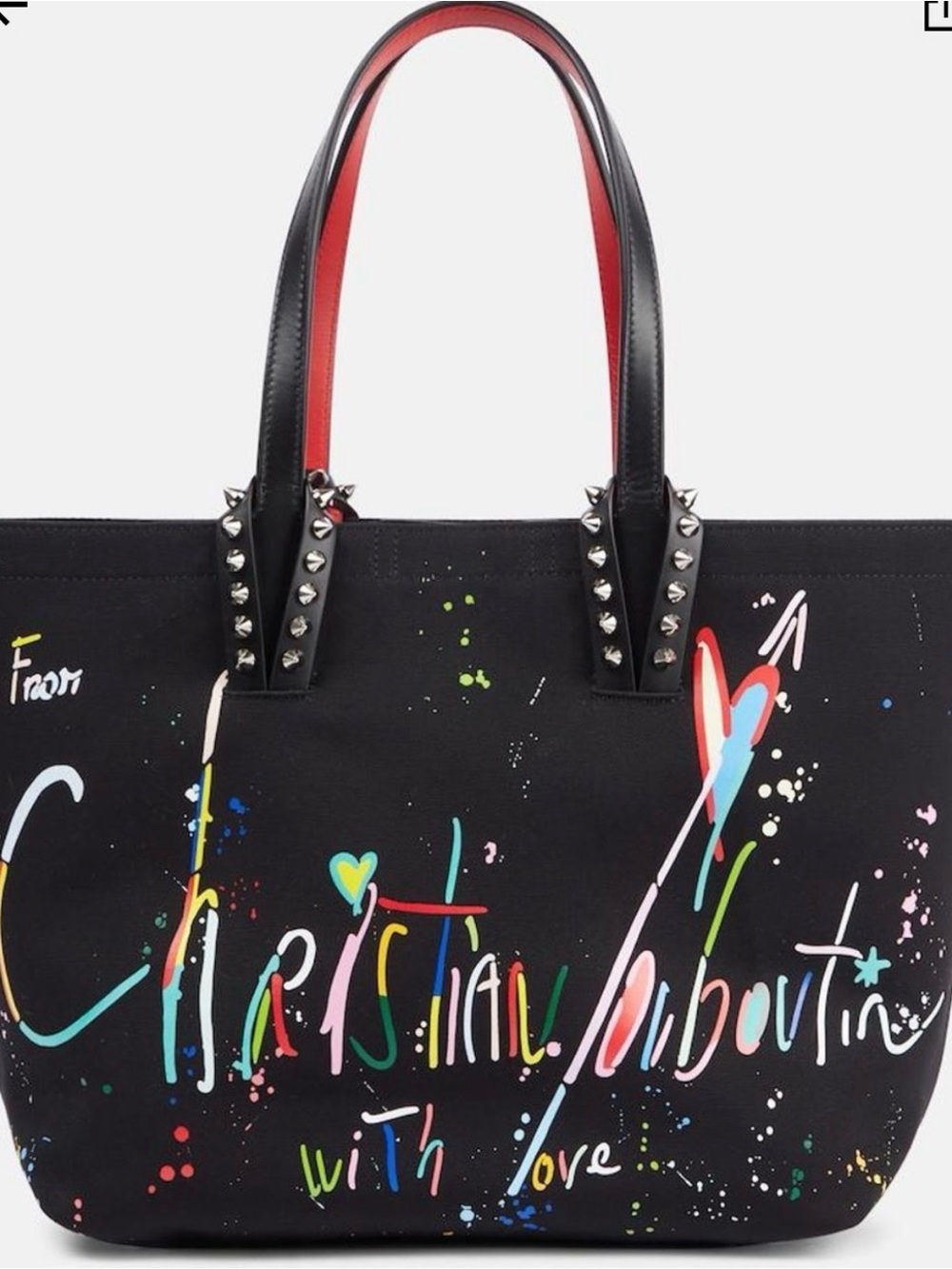 Christian Louboutin Cabata Beach Splash tote bag featuring a multicolored logo